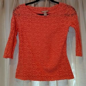 Banana Republic eyelet three-quarter sleeve shirt